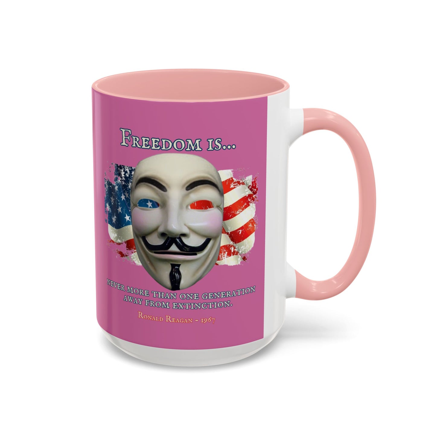 Ronald Reagan Freedom Vendetta Pink Accent Mug by theGreenDragonTavern.shop