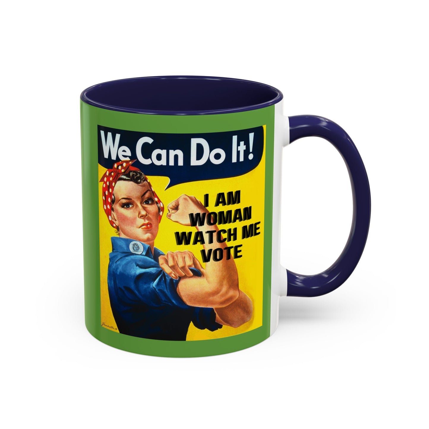 I Am Woman Watch Me Vote Rosie Green Accent Mug by theGreenDragonTavern.shop