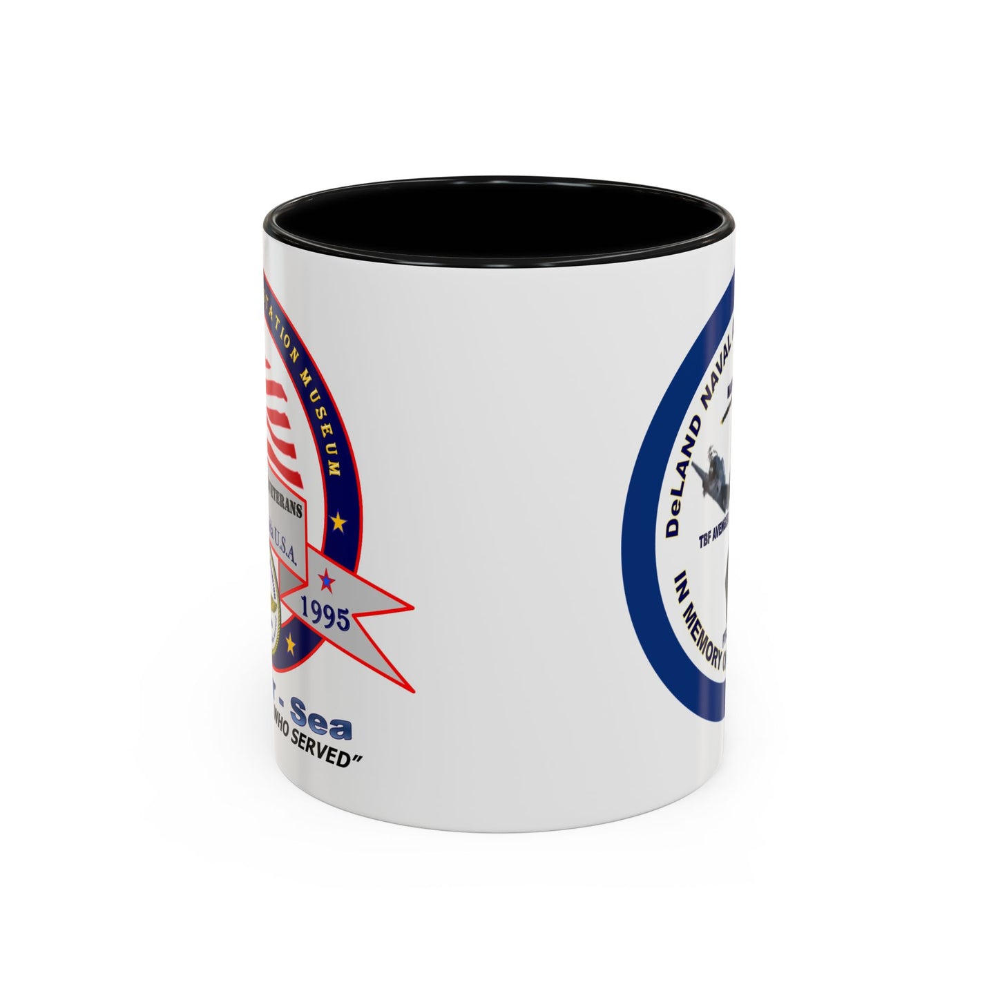 DNASM 2-sided, Founding & Student Art w/Navy Ring White Accent Mug by theGreenDragonTavern.shop