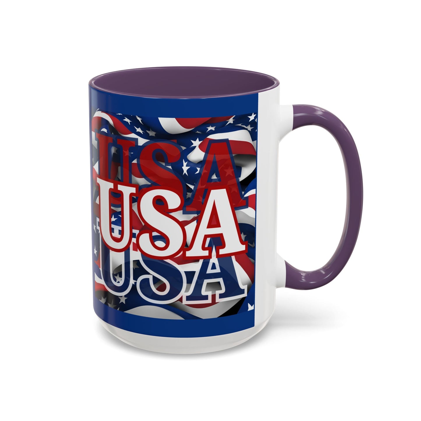 USA White font Center Patriot Blue Accent Mug by theGreenDragonTavern.shop