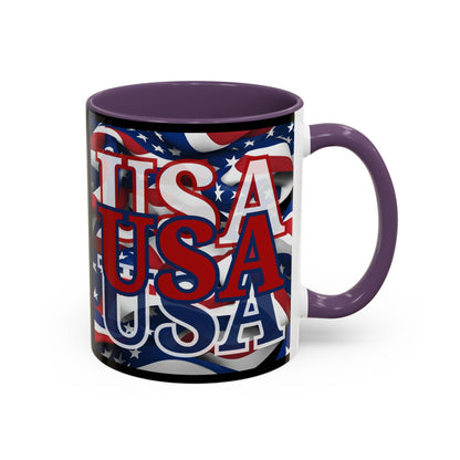 USA Red font Center Patriot Black Accent Mug by theGreenDragonTavern.shop