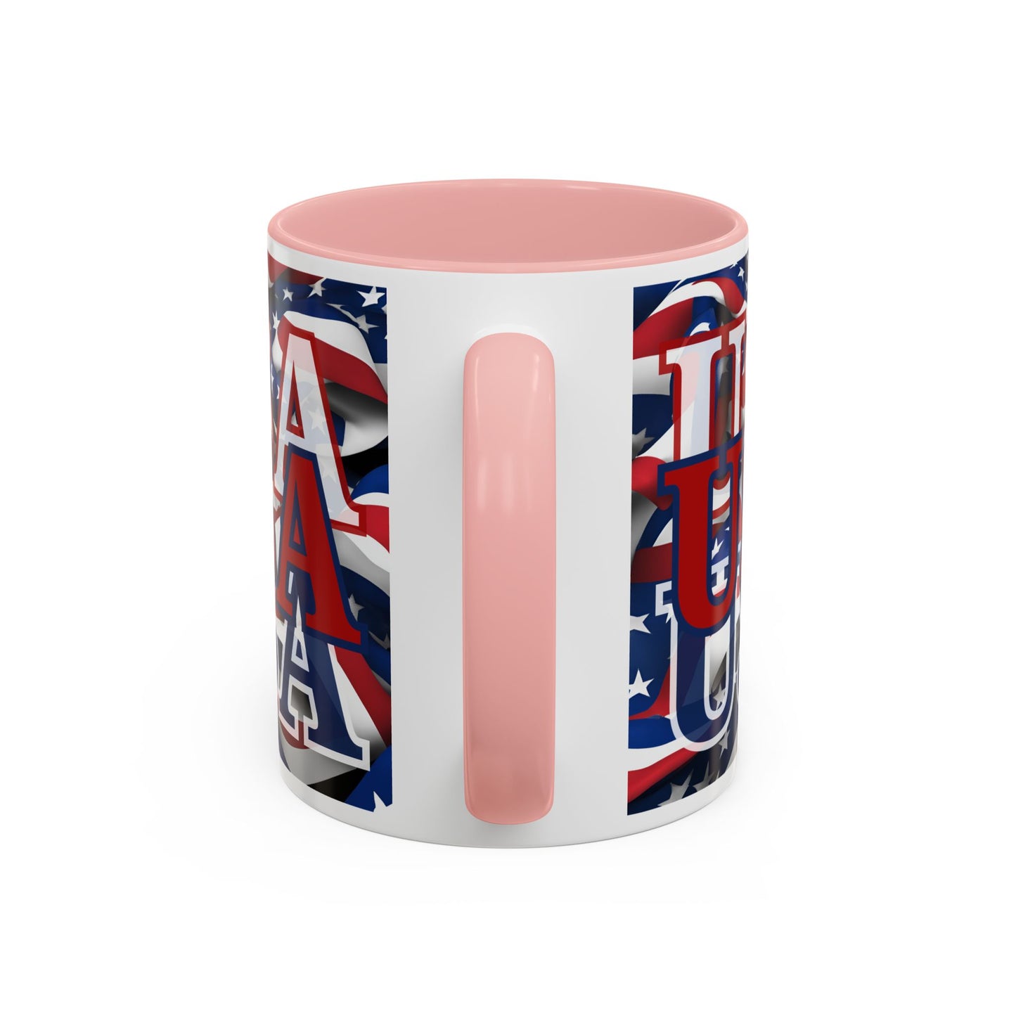 USA Red font Center Patriot White Accent Mug by theGreenDragonTavern.shop