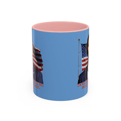 Charlie Kirk, Healthy Debate Light Blue Accent Mug by theGreenDragonTavern.shop