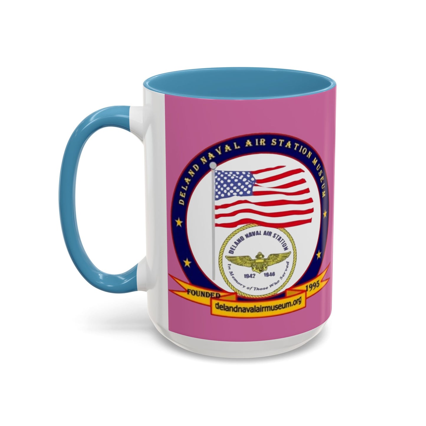 DeLand Naval Air Station Museum Pink Accent Mug by theGreenDragonTavern.shop