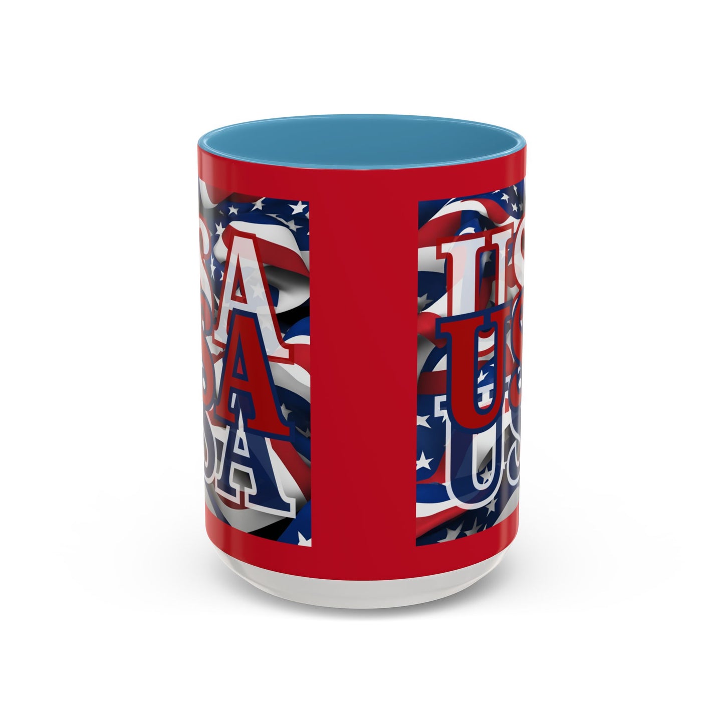 USA Red font Center Patriot Red Accent Mug by theGreenDragonTavern.shop