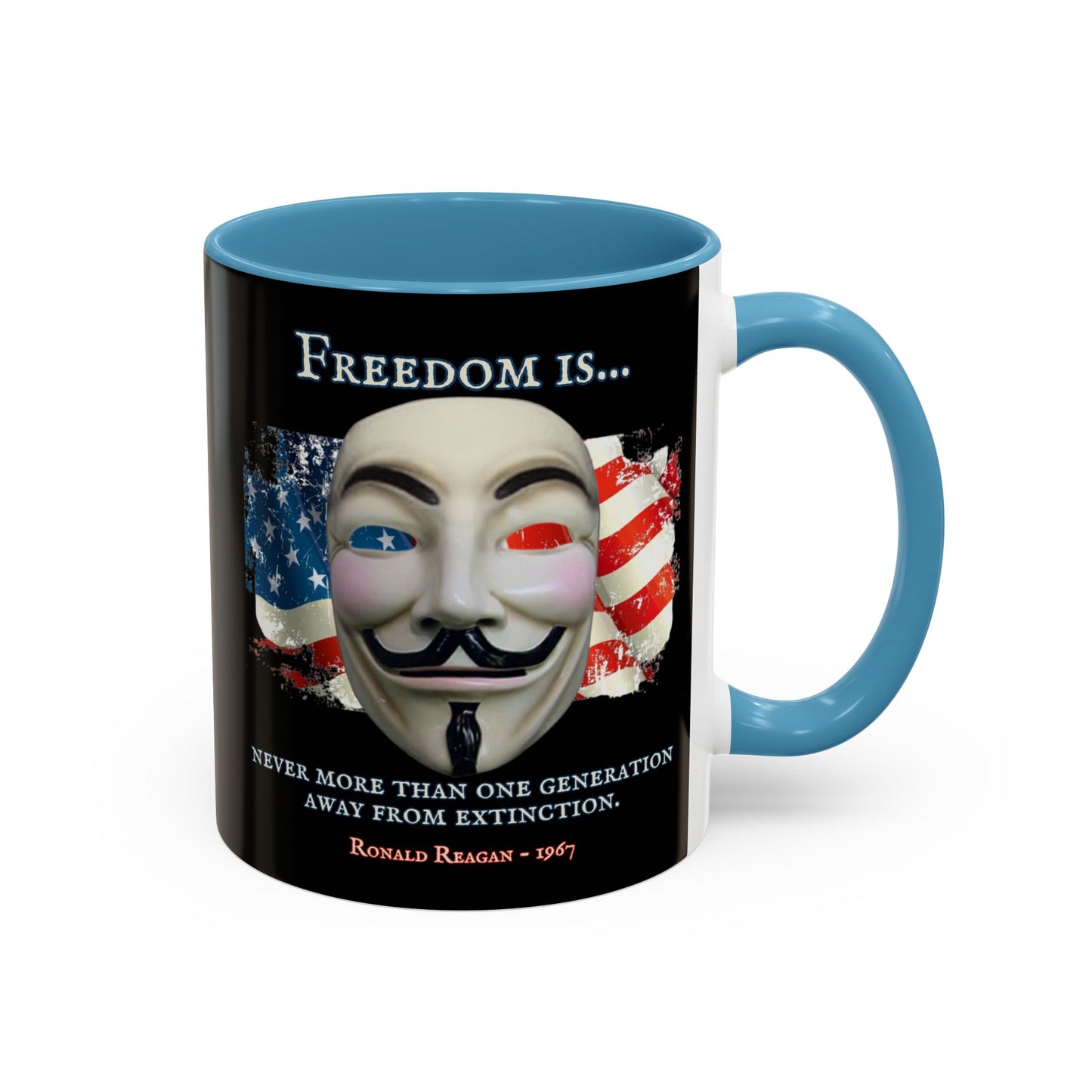 Ronald Reagan Freedom Vendetta Black Accent Mug by theGreenDragonTavern.shop
