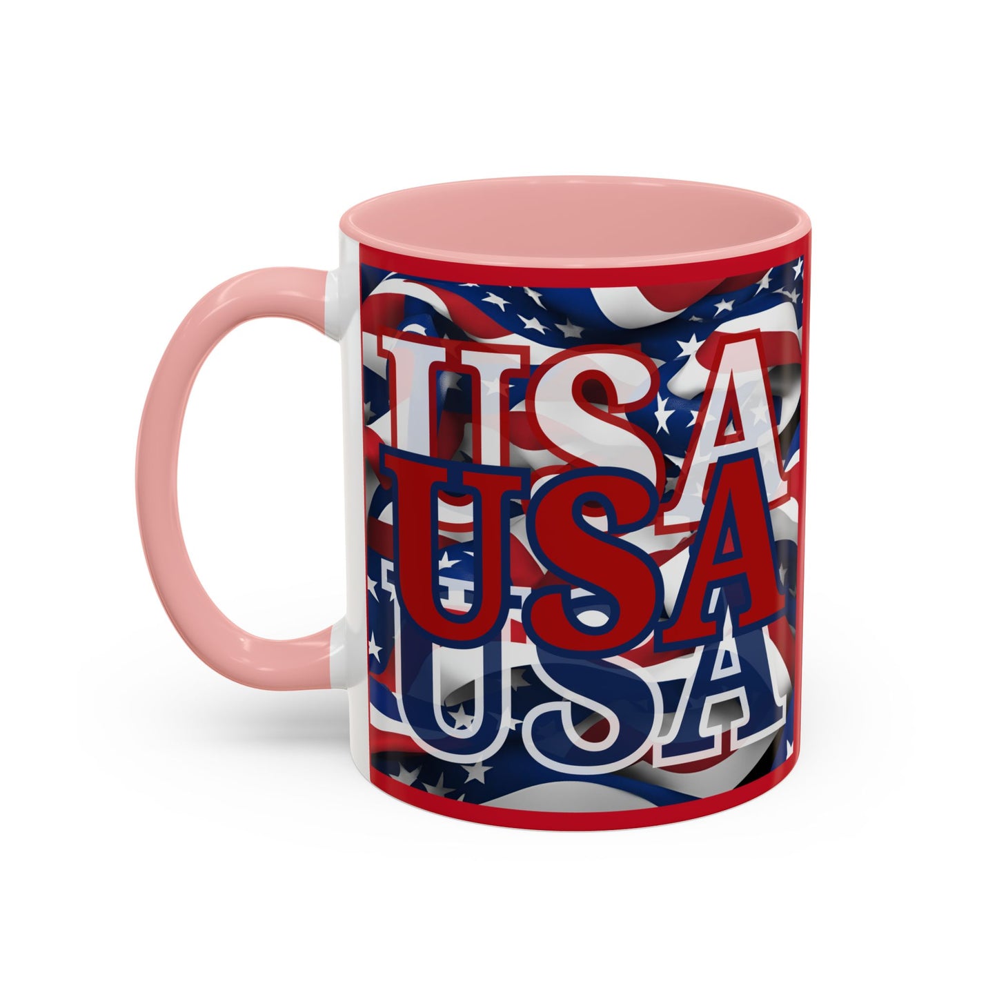 USA Red font Center Patriot Red Accent Mug by theGreenDragonTavern.shop