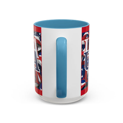 USA Blue font Center Patriot Red Accent Mug by theGreenDragonTavern.shop