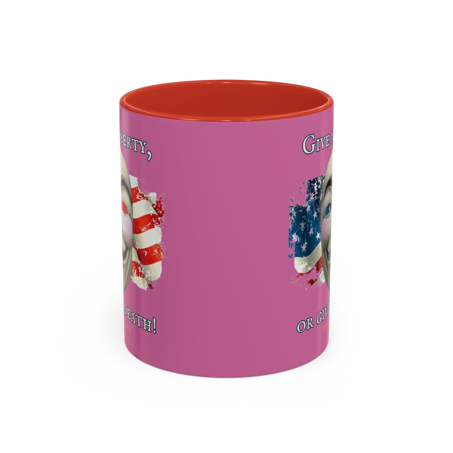 Vendetta, "Give me liberty, or give me death!" Pink Accent Mug by theGreenDragonTavern.shop