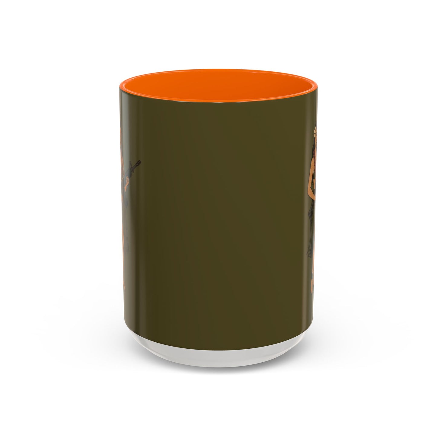 Hula Girl Packin' Heat Dark Green Accent Mug by theGreenDragonTavern.shop