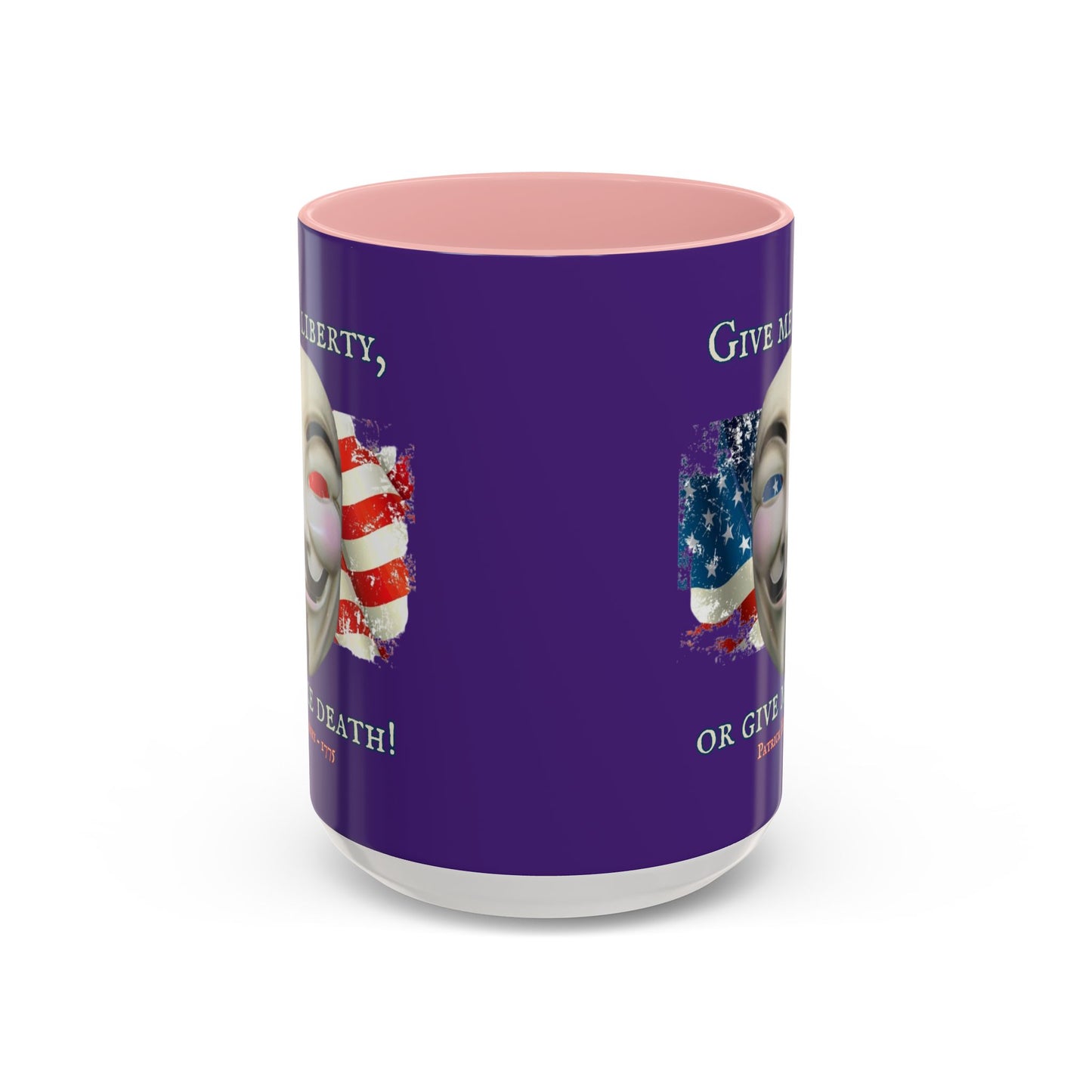 Vendetta, "Give me liberty, or give me death!" Purple Accent Mug by theGreenDragonTavern.shop