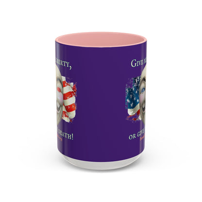 Vendetta, "Give me liberty, or give me death!" Purple Accent Mug by theGreenDragonTavern.shop