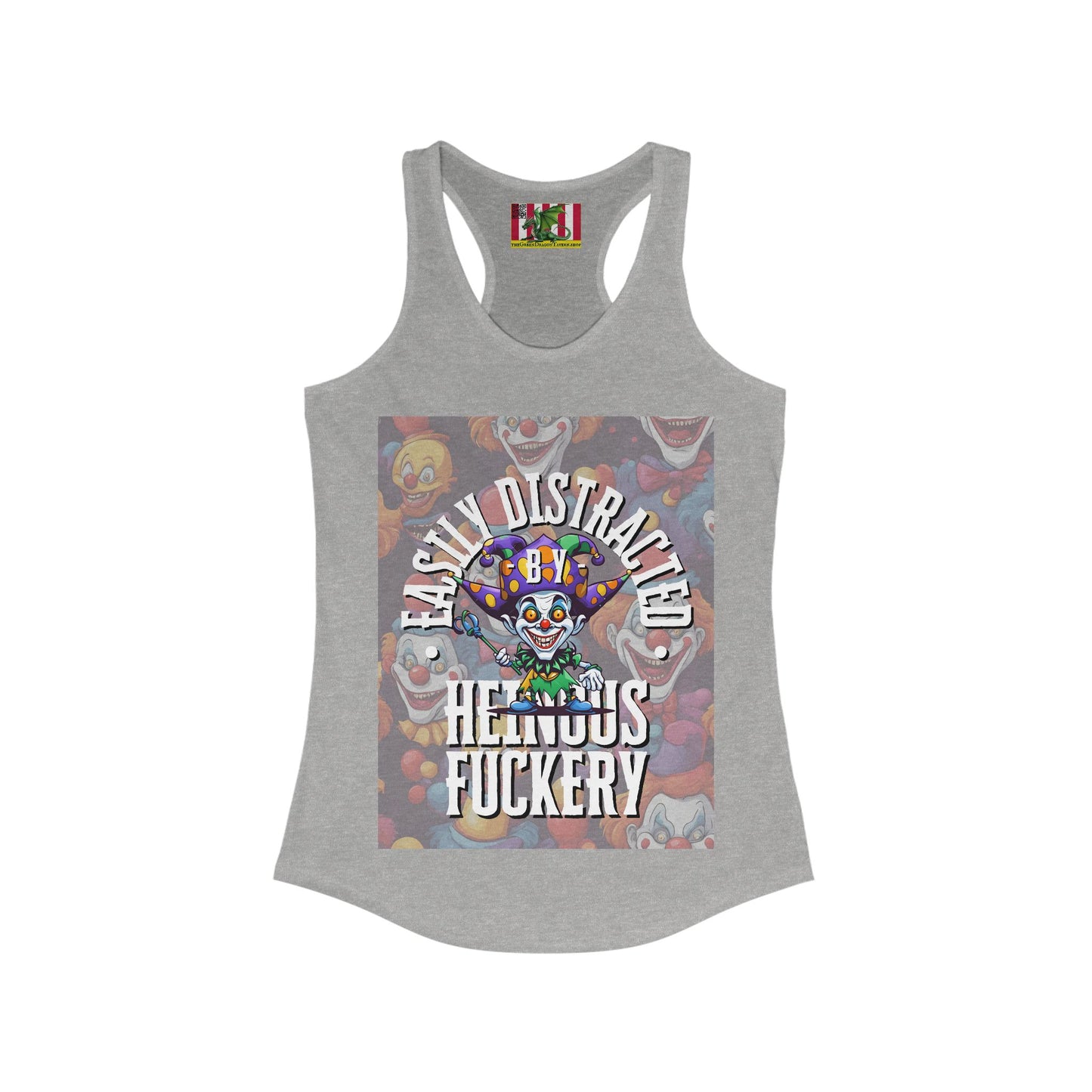 Easily Distracted by Heinous Fuckery Little Jincs Women's Racerback Tank Top by theGreenDragonTavern.shop