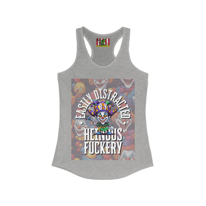Easily Distracted by Heinous Fuckery Little Jincs Women's Racerback Tank Top by theGreenDragonTavern.shop