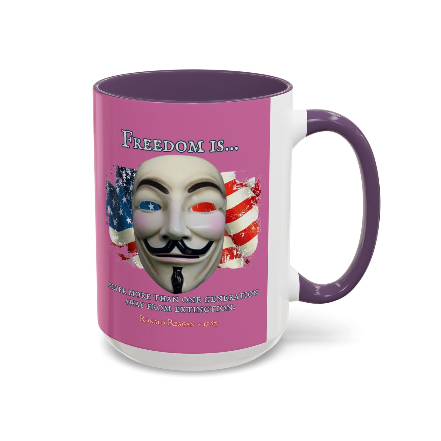 Ronald Reagan Freedom Vendetta Pink Accent Mug by theGreenDragonTavern.shop