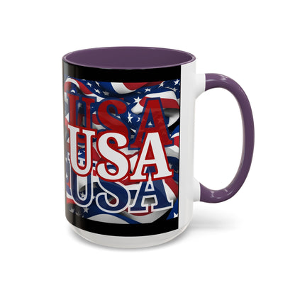 USA White font Center Patriot Black Accent Mug by theGreenDragonTavern.shop
