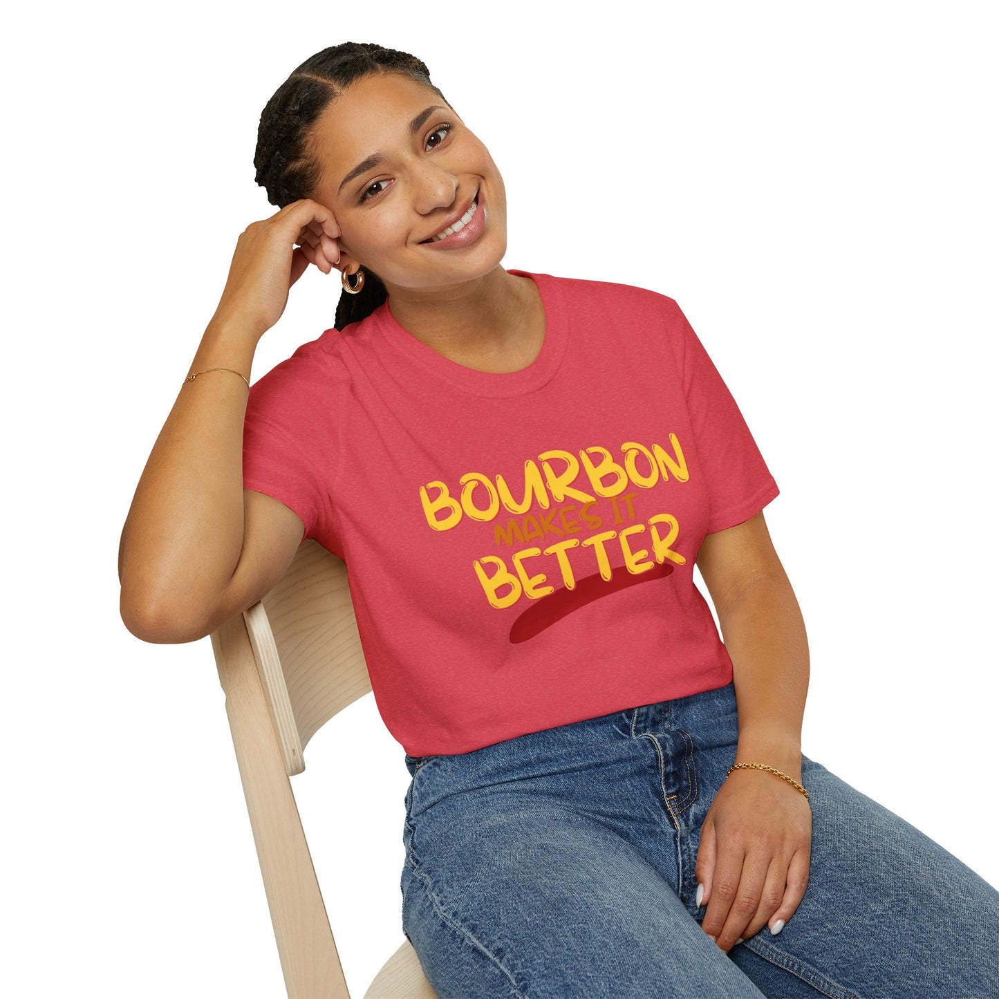 Bourbon makes it better LTcolors Unisex T-Shirt by theGreenDragonTavern.shop