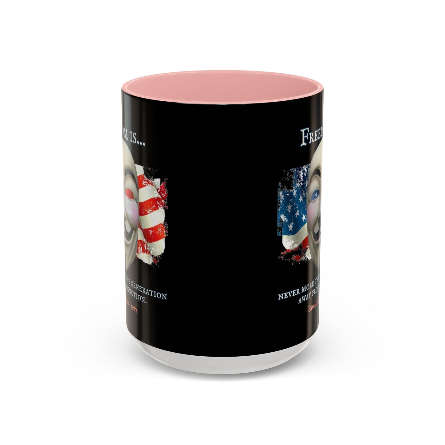 Ronald Reagan Freedom Vendetta Black Accent Mug by theGreenDragonTavern.shop