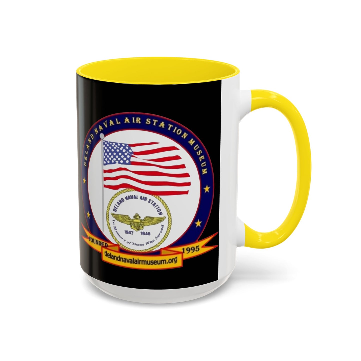DeLand Naval Air Station Museum Black Accent Mug by theGreenDragonTavern.shop