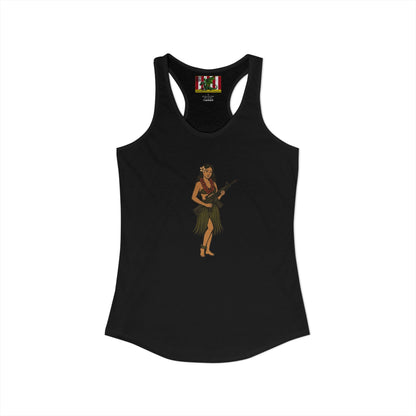 Hula Girl Packin' Heat Women's Racerback Tank Top by theGreenDragonTavern.shop