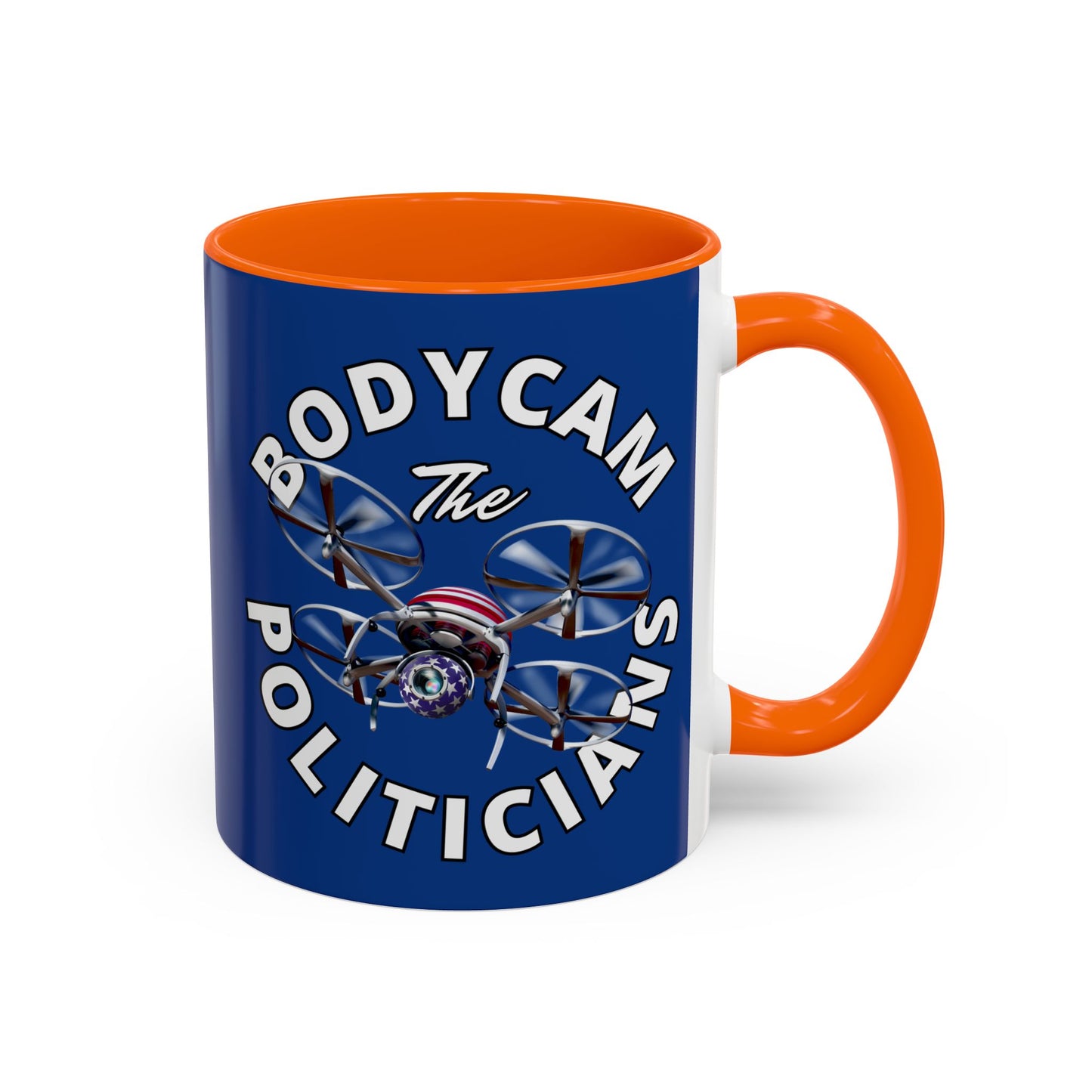 Bodycam the Politicians Drone Dark Blue Accent Mug by theGreenDragonTavern.shop