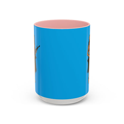 Hula Girl Packin' Heat Light Blue Accent Mug by theGreenDragonTavern.shop