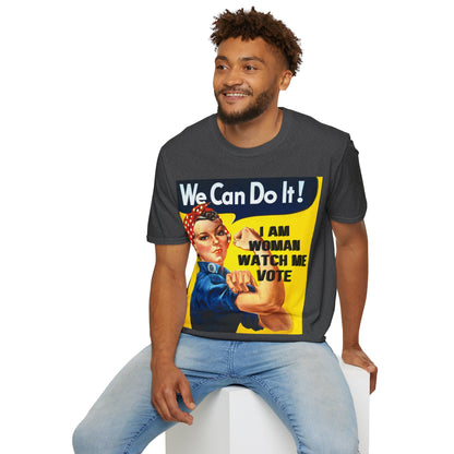 I Am Woman Watch Me Vote Rosie Dark colors Unisex T-Shirt by theGreenDragonTavern.shop