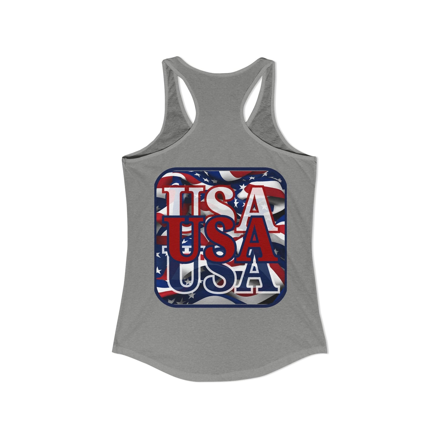 2-sided, RED White and Blue USA Patriot Women's Racerback Tank Top by theGreenDragonTavern.shop