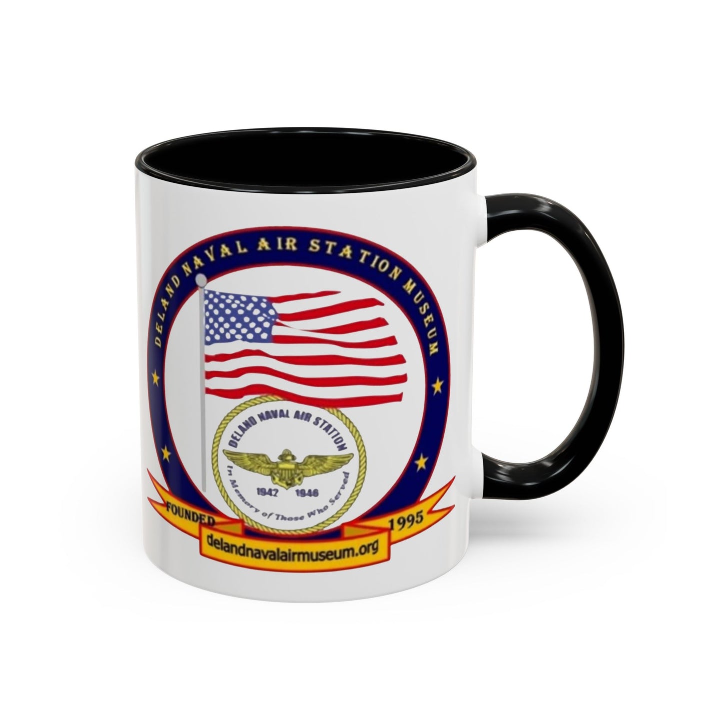 DeLand Naval Air Station Museum White Accent Mug by theGreenDragonTavern.shop