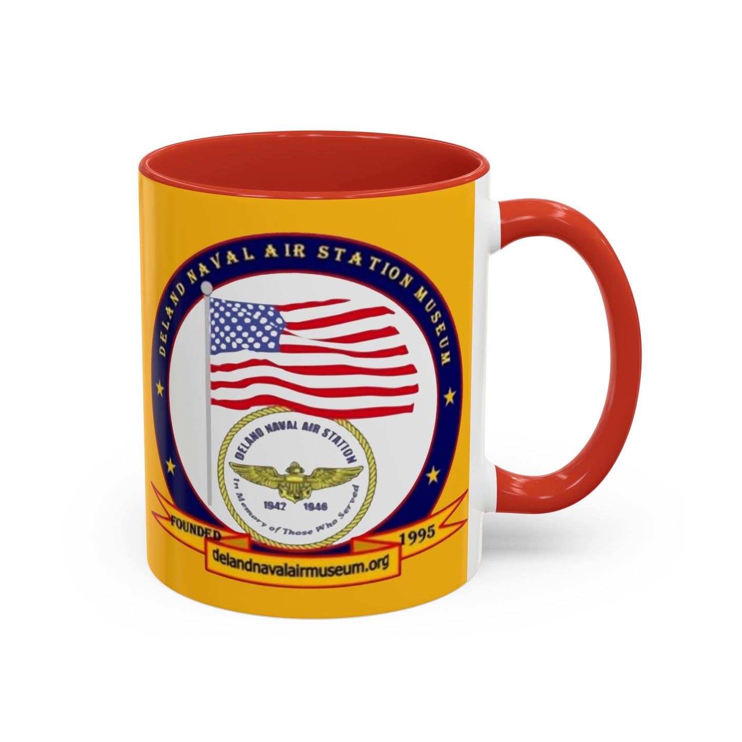 DeLand Naval Air Station Museum Yellow Accent Mug by theGreenDragonTavern.shop