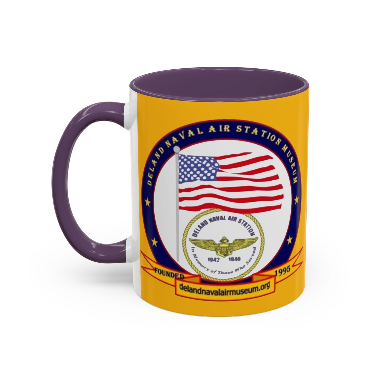 DeLand Naval Air Station Museum Yellow Accent Mug by theGreenDragonTavern.shop