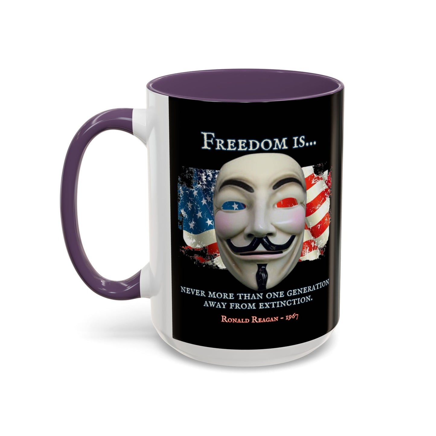 Ronald Reagan Freedom Vendetta Black Accent Mug by theGreenDragonTavern.shop