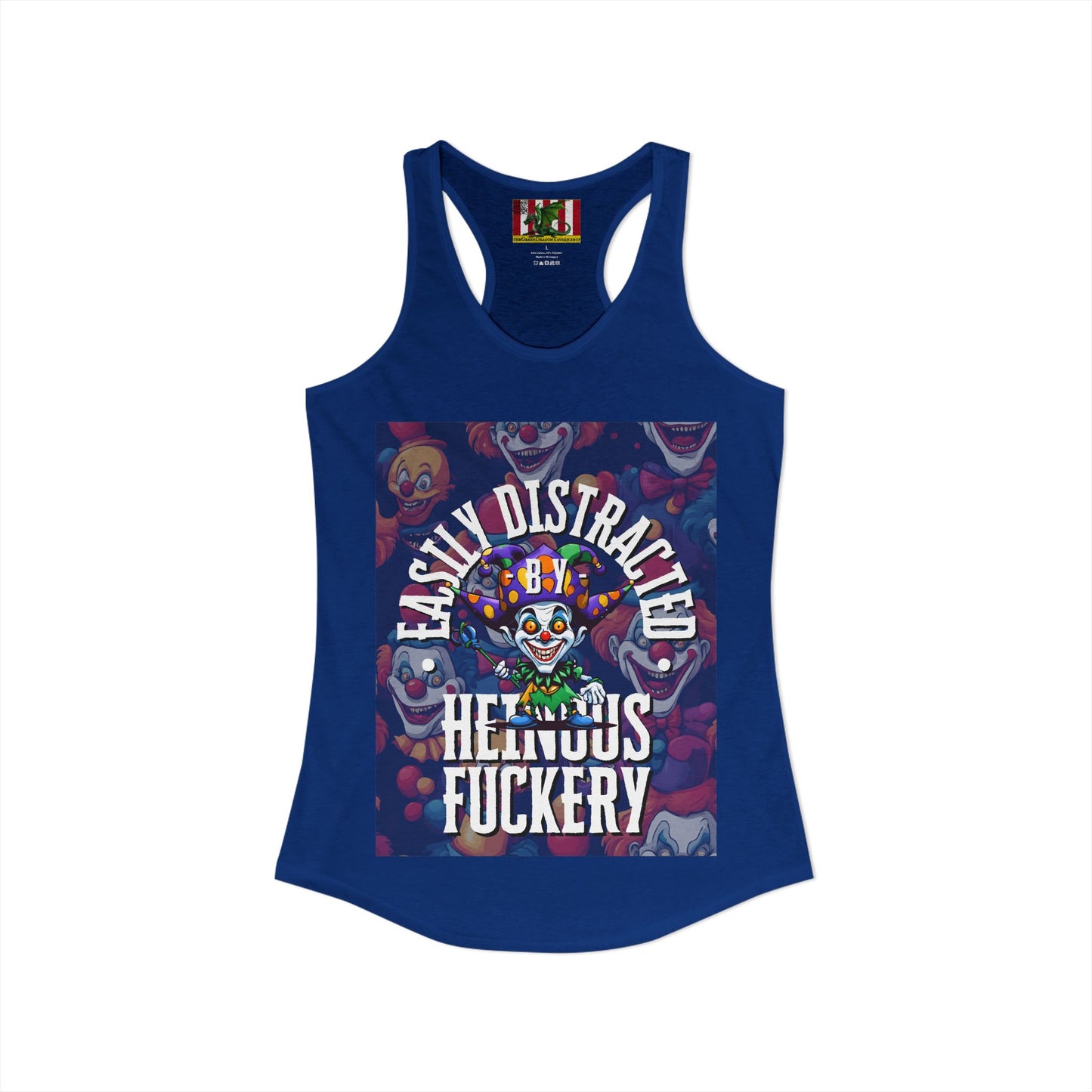Easily Distracted by Heinous Fuckery Little Jinx Women's Racerback Tank Top by theGreenDragonTavern.shop