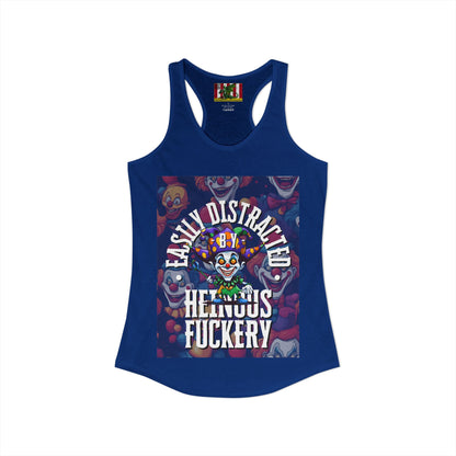 Easily Distracted by Heinous Fuckery Little Jinx Women's Racerback Tank Top by theGreenDragonTavern.shop