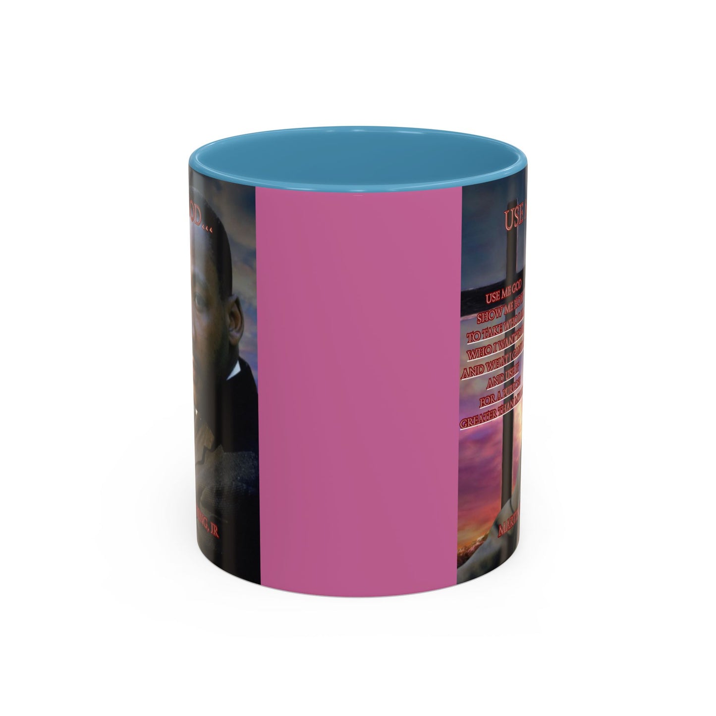 Use Me God, MLK Jr Pink Accent Mug by theGreenDragonTavern.shop