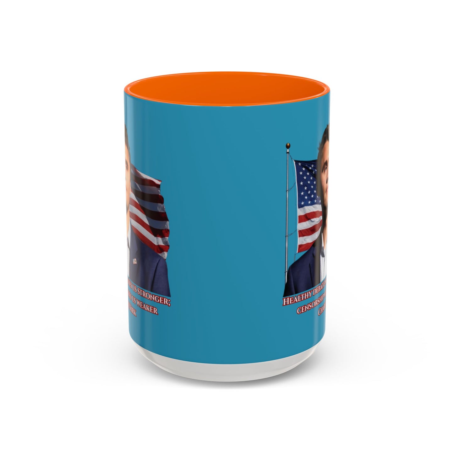 Charlie Kirk, Healthy Debate Turquoise Accent Mug by theGreenDragonTavern.shop