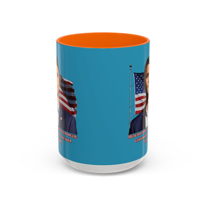 Charlie Kirk, Healthy Debate Turquoise Accent Mug by theGreenDragonTavern.shop