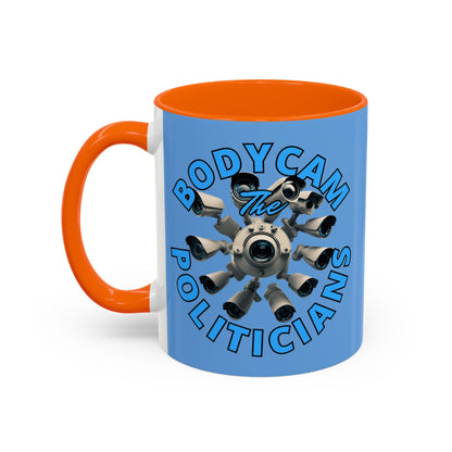 Bodycam the Politicians Cameras Blue Accent Mug by theGreenDragonTavern.shop