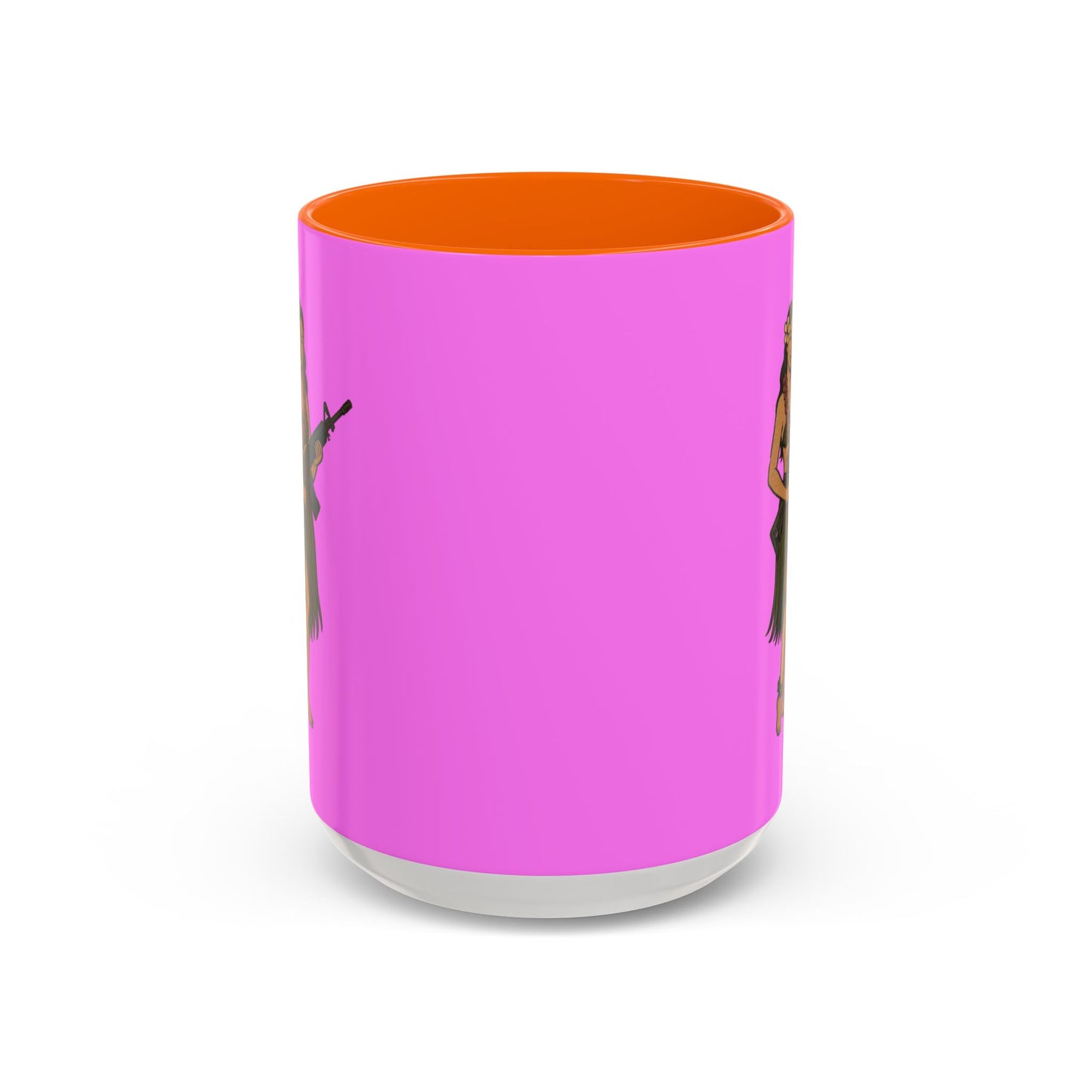 Hula Girl Packin' Heat Pink Accent Mug by theGreenDragonTavern.shop