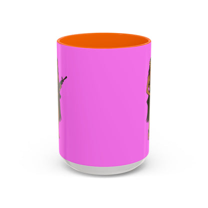 Hula Girl Packin' Heat Pink Accent Mug by theGreenDragonTavern.shop