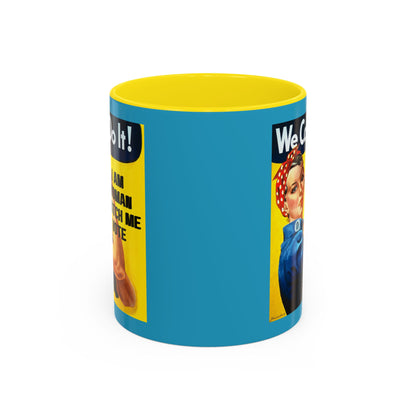 I Am Woman Watch Me Vote Rosie Turquoise Accent Mug by theGreenDragonTavern.shop