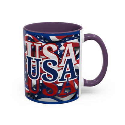 USA Blue font Center Patriot Blue Accent Mug by theGreenDragonTavern.shop