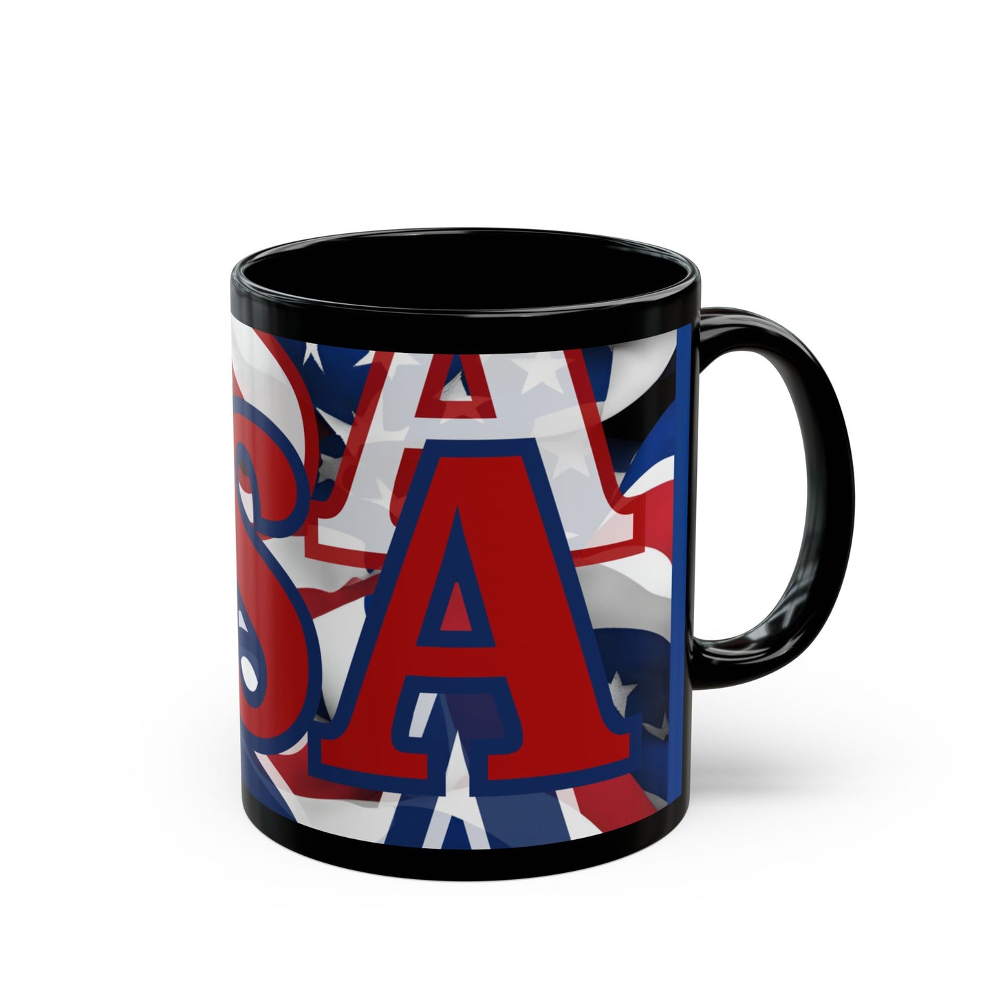 USA! USA! USA Red font Patriot Blue Mug by theGreenDragonTavern.shop