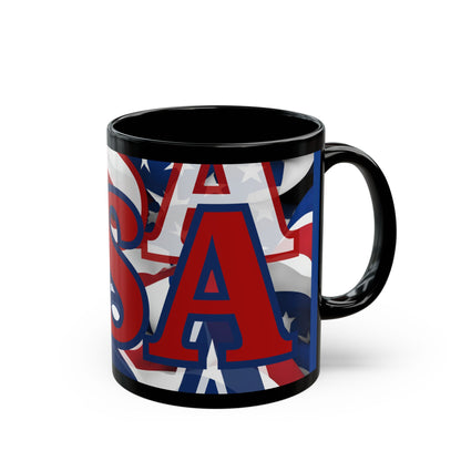 USA! USA! USA Red font Patriot Blue Mug by theGreenDragonTavern.shop