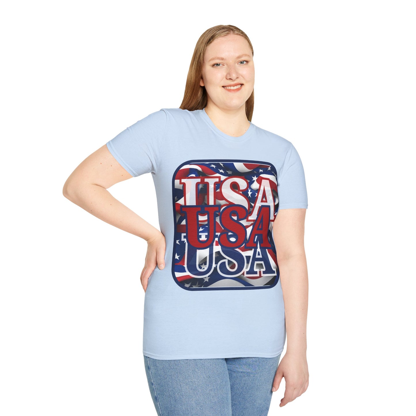 RED White and Blue USA Patriot Light colors Unisex T-Shirt by theGreenDragonTavern.shop
