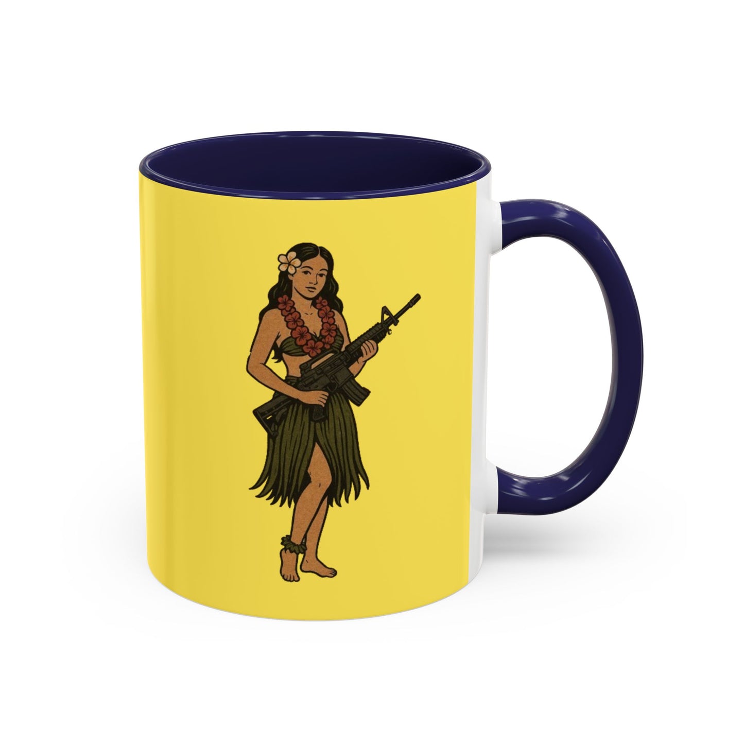 Hula Girl Packin' Heat Pineapple Accent Mug by theGreenDragonTavern.shop