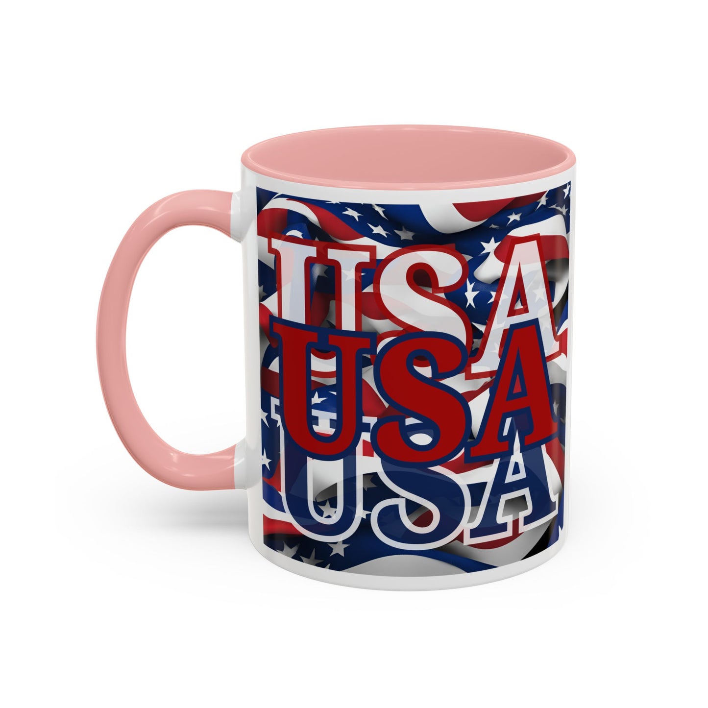 USA Red font Center Patriot White Accent Mug by theGreenDragonTavern.shop