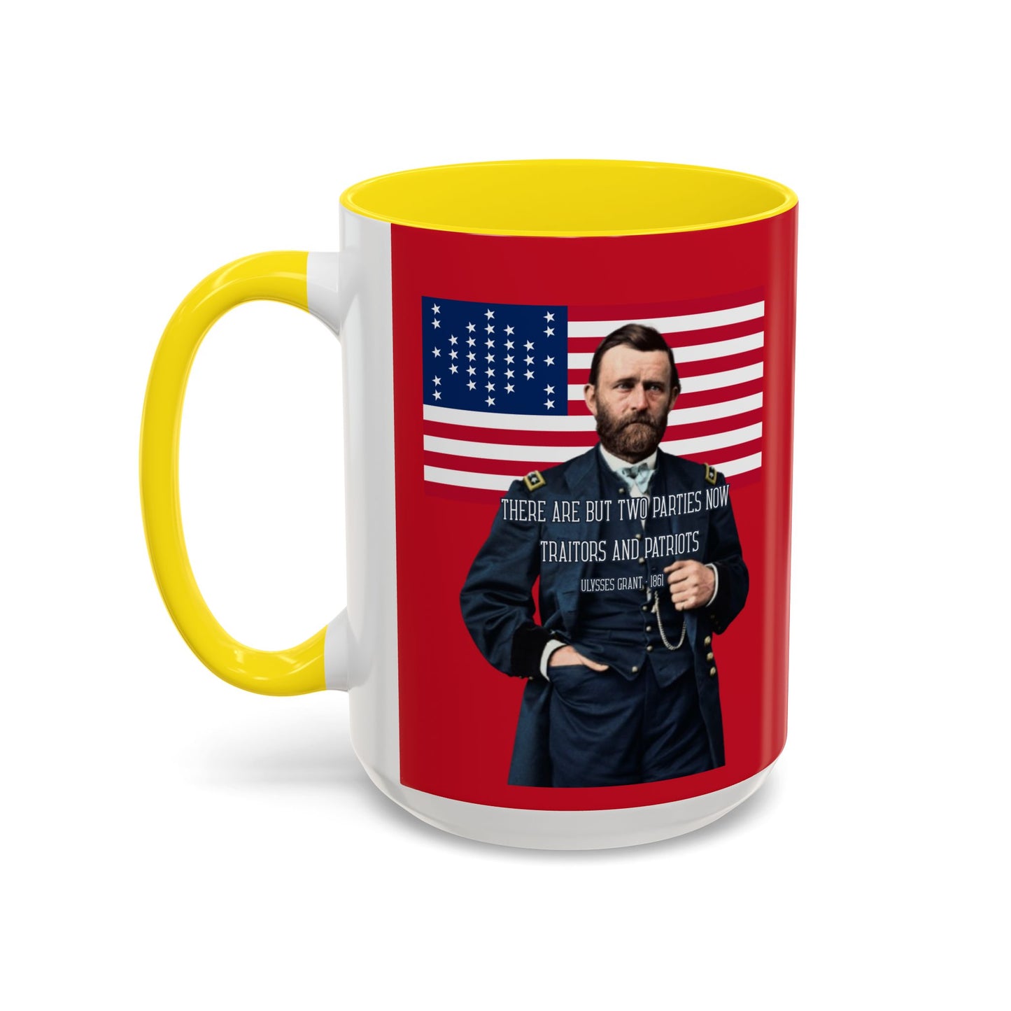"Traitors and Patriots" Ulysses Grant Red Accent Mug by theGreenDragonTavern.shop