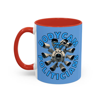 Bodycam the Politicians Cameras Blue Accent Mug by theGreenDragonTavern.shop