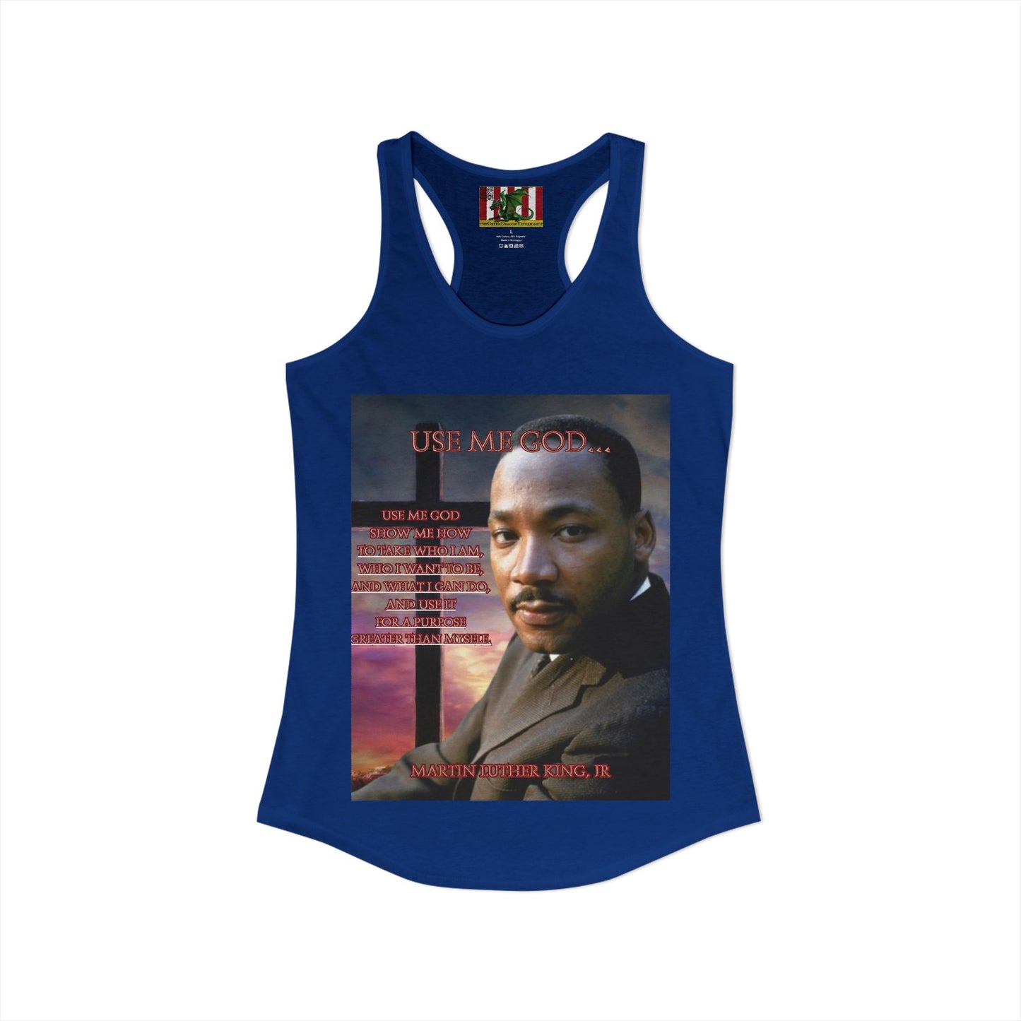 Use Me God, MLK Jr Women's Racerback Tank Top by theGreenDragonTavern.shop